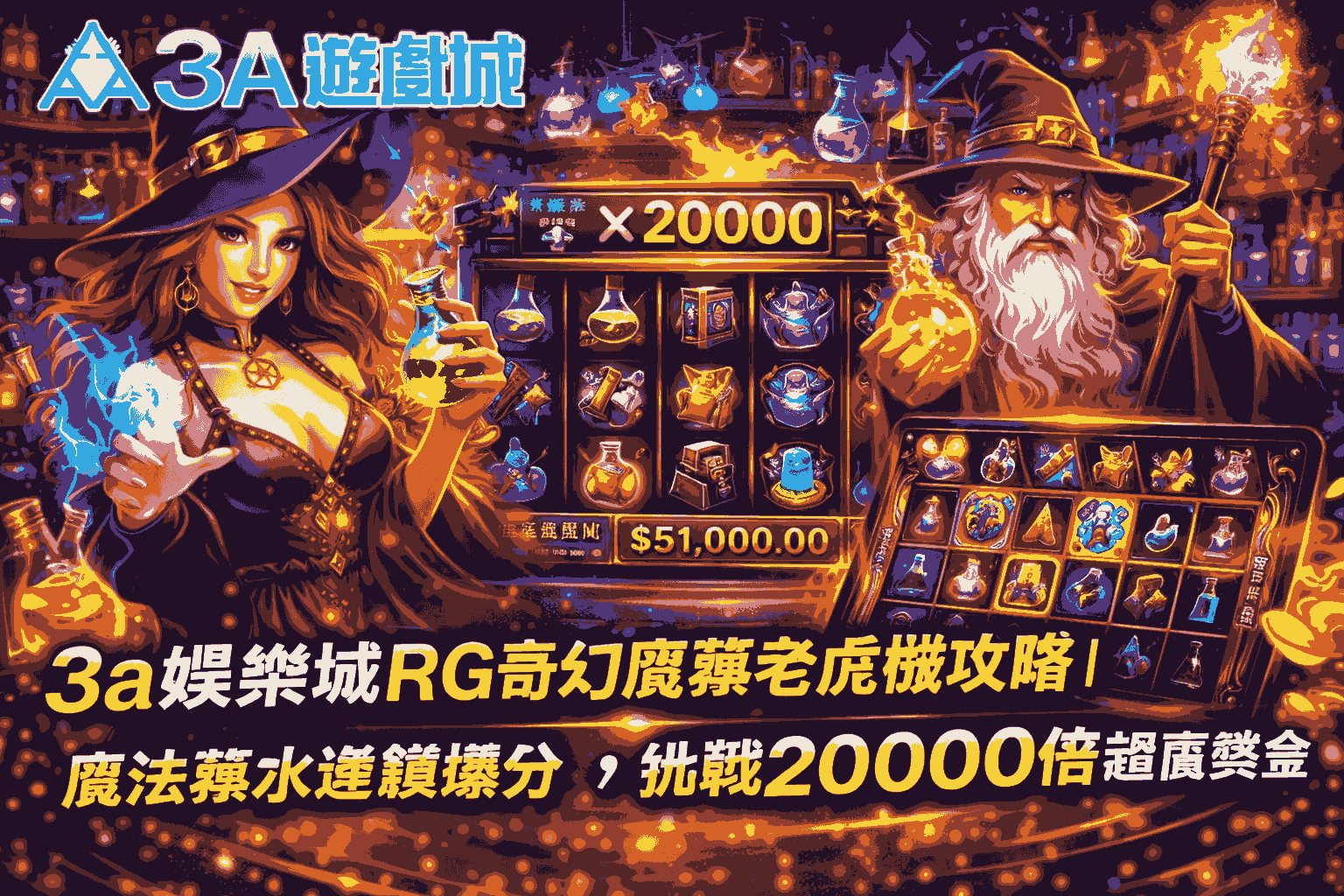 3a娛樂城RG奇幻魔藥老虎機攻略｜魔法藥水連鎖爆分，挑戰20000倍超高獎金
